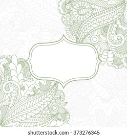 Greeting card template. Floral pattern. Hand drawn texture with flowers. Ornate background can be used for web page background, wallpaper, card, postcard, invitation, poster, cover, banner, sticker.