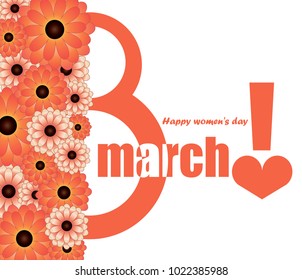 Greeting card template, flyers, congratulations on international women's day March 8, vector illustration