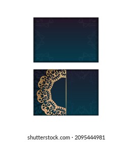 Greeting card template with gradient blue color with vintage gold pattern for your congratulations.