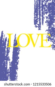 greeting card template with hand drawn colorful stripes and text love. hand drawn textures