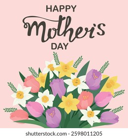 Greeting card template, illustration hand drawn lettering