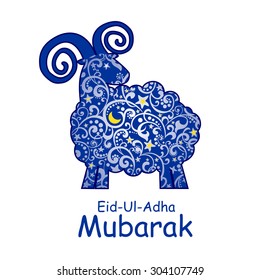 Greeting card template for Muslim Community Festival of sacrifice Eid-Ul-Adha with sheep 