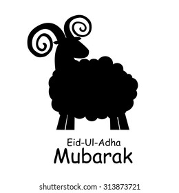 Greeting card template for Muslim Community Festival of sacrifice Eid-Ul-Adha with sheep.  Vector Illustration