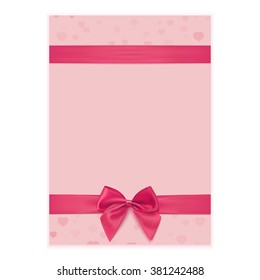 Greeting Card Template Pink Ribbon Bow Stock Vector (Royalty Free ...