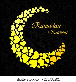 A greeting card template 'Ramadan Kareem'. White background with isolated icon for ramadan kareem. Vector Illustration
