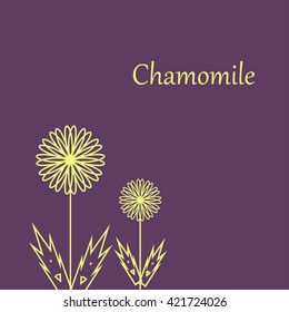 Greeting card template with retro style flowers, isolated on white. 