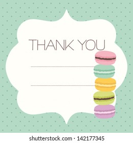 Greeting card template with sweet macaroons
