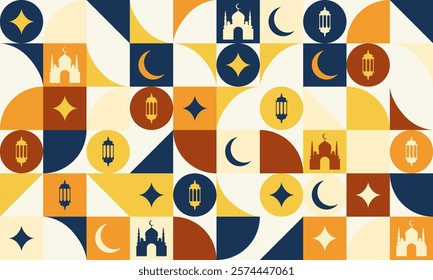 Greeting card template theme of Islamic event for wallpaper design. Poster, media banner. 