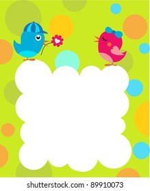 greeting card template with two birds