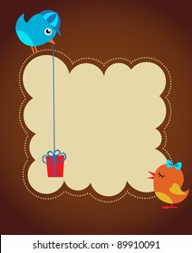  greeting card template with two birds