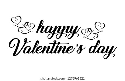 Greeting card template with typography text happy valentines day. Vector illustration. Lettering Happy valentines Day. 