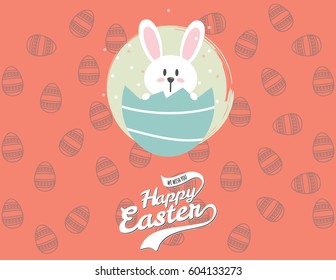 Greeting card templates with Easter eggs isolated on color pattern background.