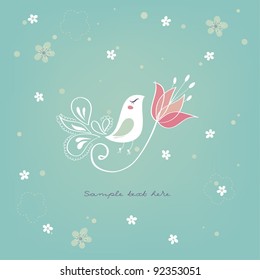 Greeting card with tender bird