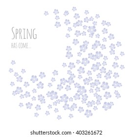 Greeting card with tender blue flowers