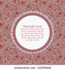 Greeting card with text frame and floral background