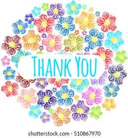  Greeting Card with text ' Thank You '. Vector Illustration