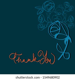  greeting card thank you. the pattern of calligraphic rose