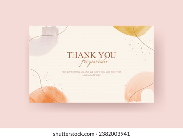 greeting card thank you card template with watercolor design and abstract line	