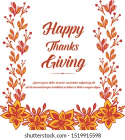 Greeting card for thanksgiving with artwork of autumn leaves frame. Vector