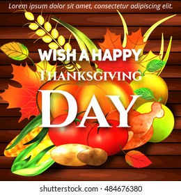 Greeting card for Thanksgiving Day. multicolor vector illustration