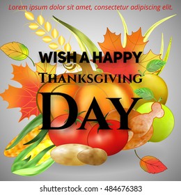 Greeting card for Thanksgiving Day. multicolor vector illustration