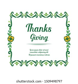 Greeting card thanksgiving, with pattern of orange flower frame. Vector