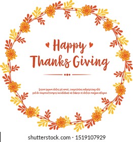 Greeting card thanksgiving, with seamless pattern autumn flower frame. Vector