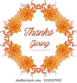 Greeting card thanksgiving, with seamless pattern autumn flower frame. Vector