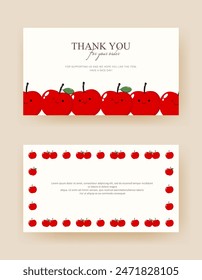 greeting card. thankyou card with cute apple character. printable for your small business