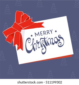 greeting card that says Merry Christmas on a blue background