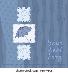 greeting card with three umbrellas
