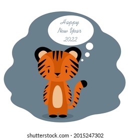 Greeting card with tiger and text Happy New Year