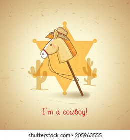 Greeting Card With Toy Horse In Western Style