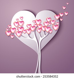 Greeting Card with tree heart shaped