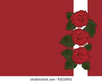A greeting card with tree roses in corner