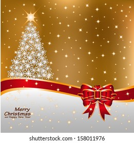 Greeting card with tree of snowflakes and Christmas copy space, vector