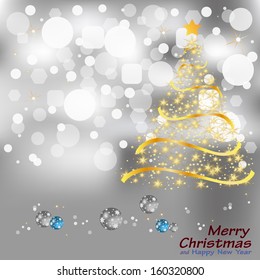 Greeting card with tree of snowflakes and Christmas copy space, vector