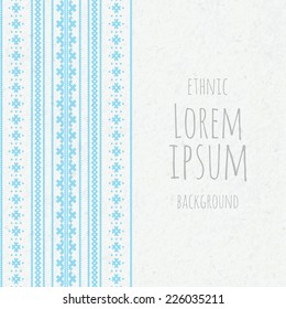 greeting card tribal vertical blue pattern of triangles on a paper background
