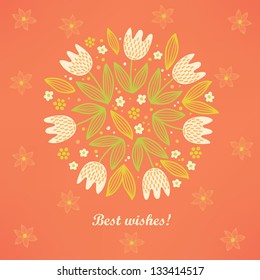 Greeting card with tulips