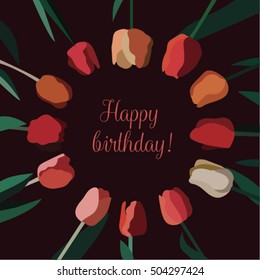 greeting card with tulips