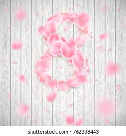 Greeting card with tulips petals. 8 March - International Women s Day. And also includes EPS 10 vector