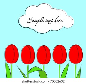 Greeting card with Tulips, vector