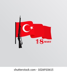 Greeting card to the Turkish holiday - victory day near Canakkale. translation: March 18
