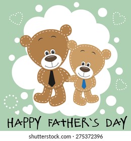 Greeting card Two bears a father and a son 