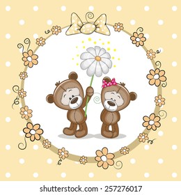 Greeting card with two Bears in a frame 