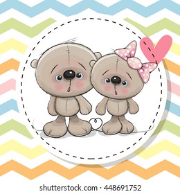 Greeting Card with Two cute Teddy Bears