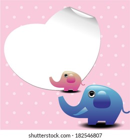 Greeting card with two elephants. Vector illustration