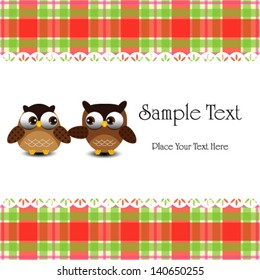 Greeting card with two lovely owls