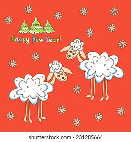 Greeting Card two sheep for the new year