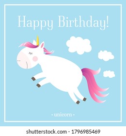 greeting card with unicorn. print for clothing and printing. poster for children's design.
